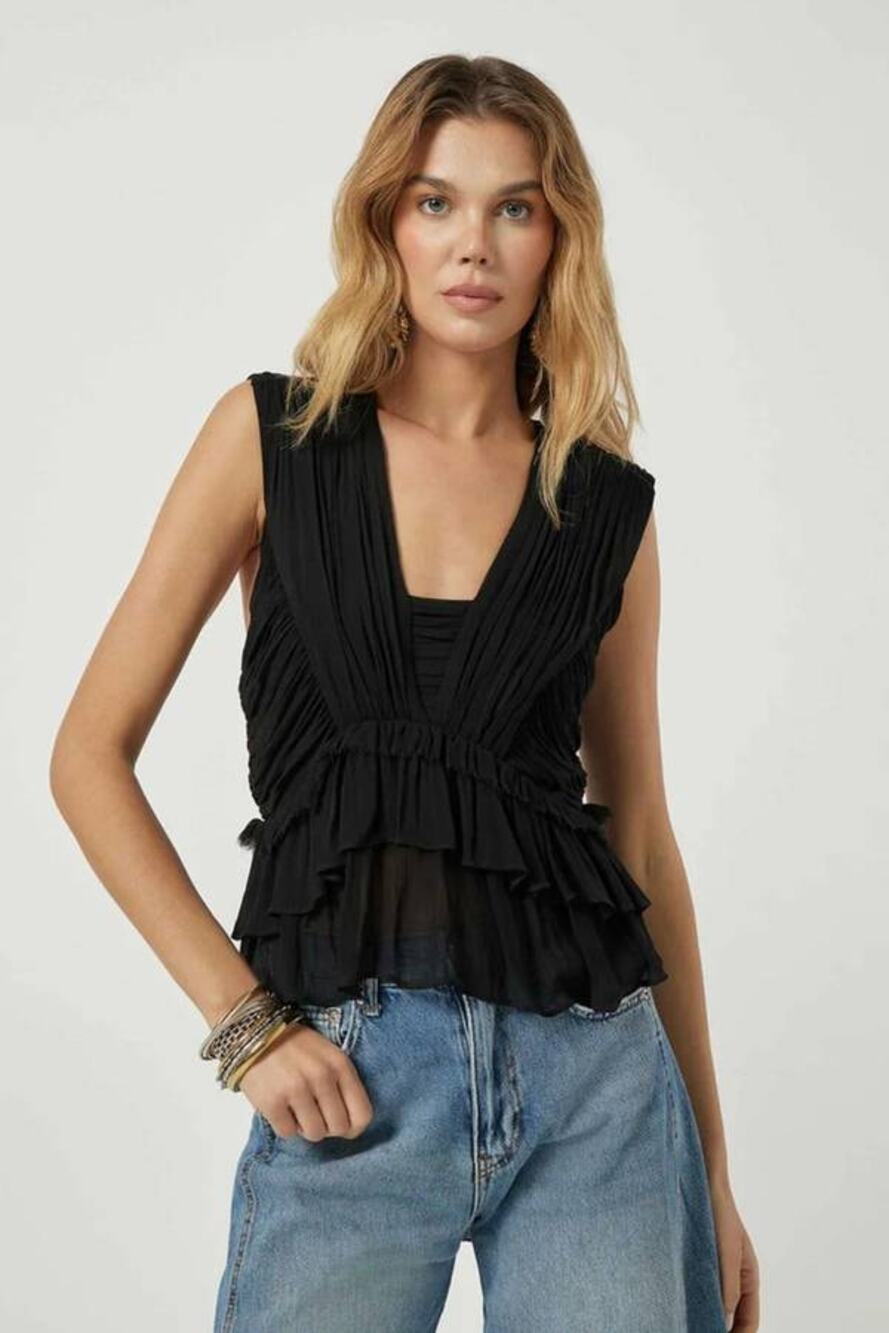 Scarlet Poppies Thiago Tank Top in Onyx Black L